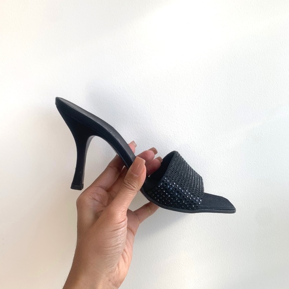 ESCADA - Black Evening Slides with Crystals - Picture 1 of 4